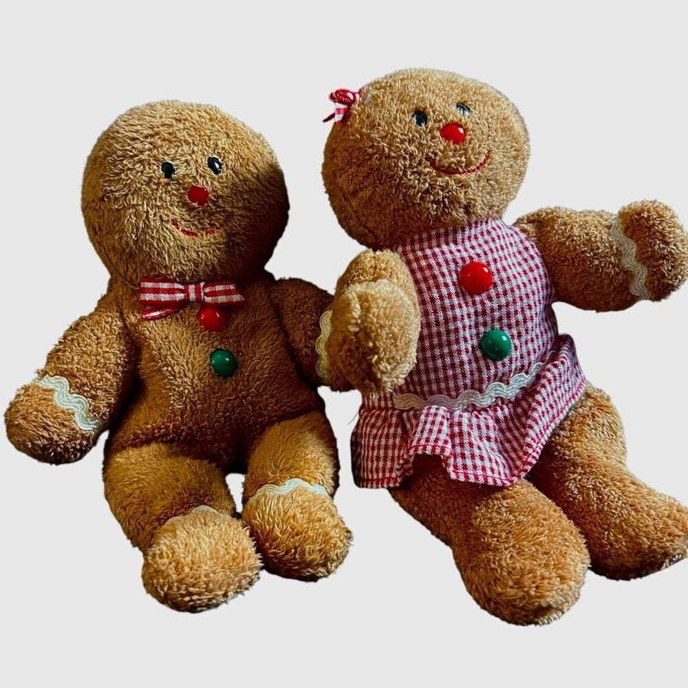 TY Beanie Babies Gingerbread Couple Hansel Gretal Christmas Bean Bag Tag 6" 2007